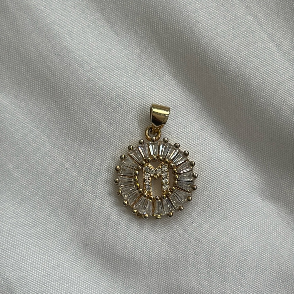 Gold M Initial Pendant Necklace - Picture 3 of 4